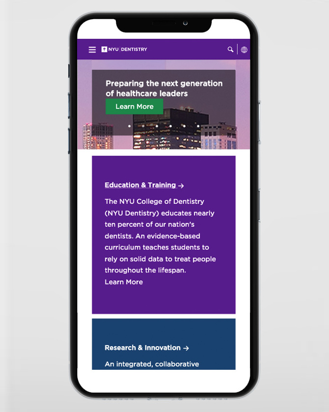 NYU Dental UX Redesign O Web Designs